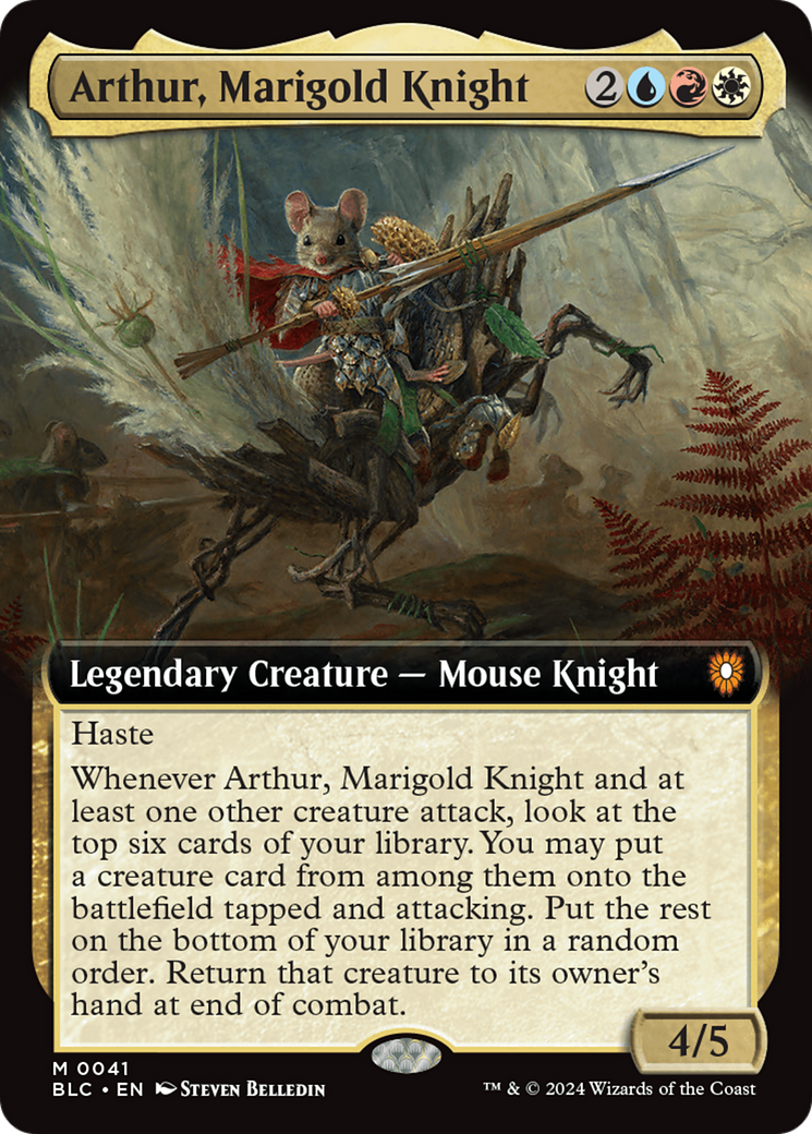 Arthur, Marigold Knight (BLC-041) [Bloomburrow Commander] (Extended Art) Foil MTG Single Wizards of the Coast