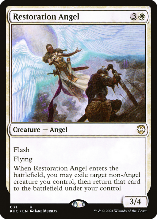 Restoration Angel (KHC-031) [Kaldheim Commander] MTG Single Wizards of the Coast