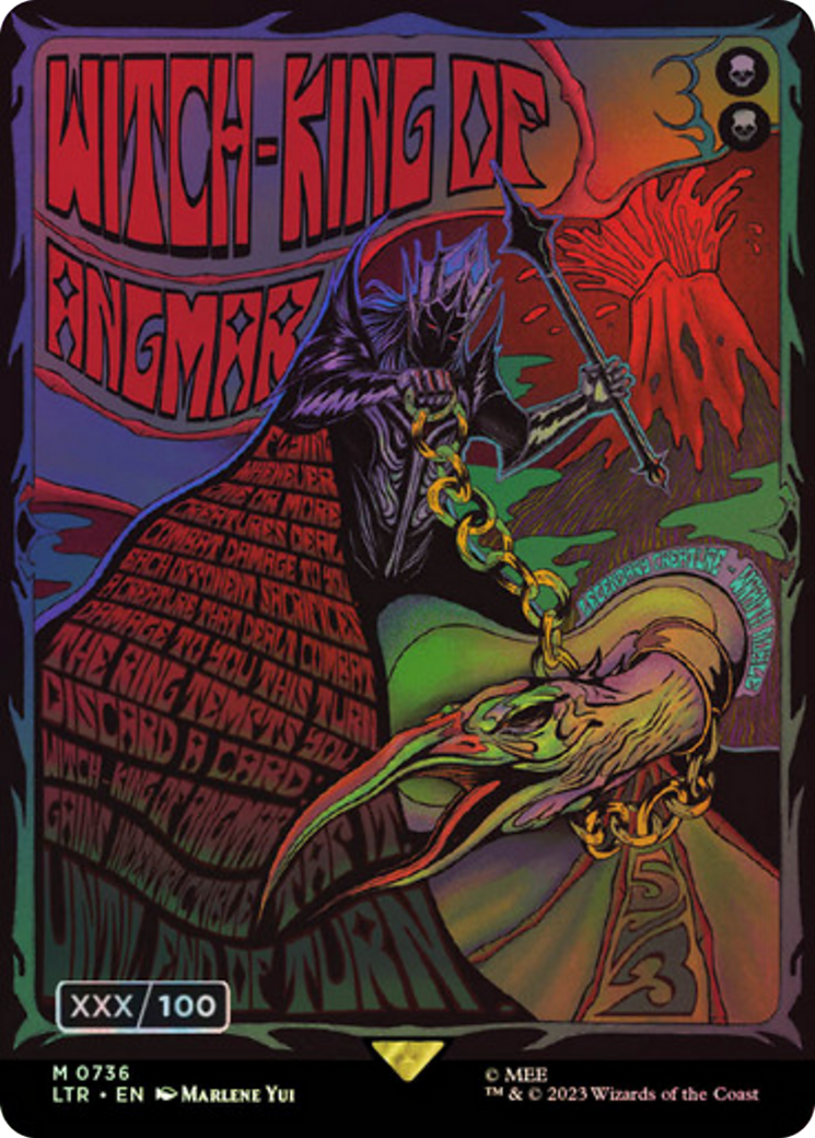 Witch-king of Angmar (Borderless Poster) (Serial Numbered) (LTR-736) [The Lord of the Rings: Tales of Middle-earth] (Borderless) Foil MTG Single Wizards of the Coast