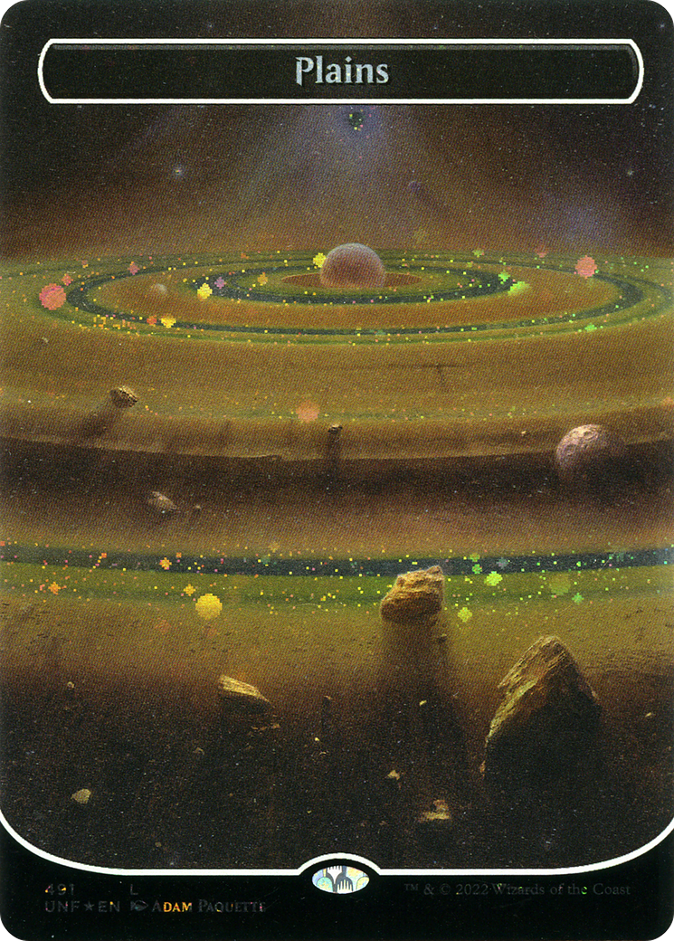 Plains (491) (Galaxy Foil) (UNF-491) [Unfinity] (Borderless) Foil MTG Single Wizards of the Coast