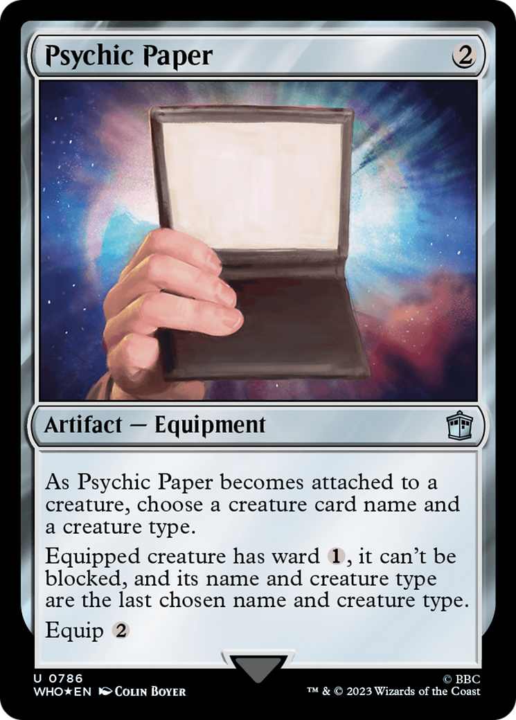 Psychic Paper (Surge Foil) (WHO-786) [Doctor Who] Foil MTG Single Wizards of the Coast