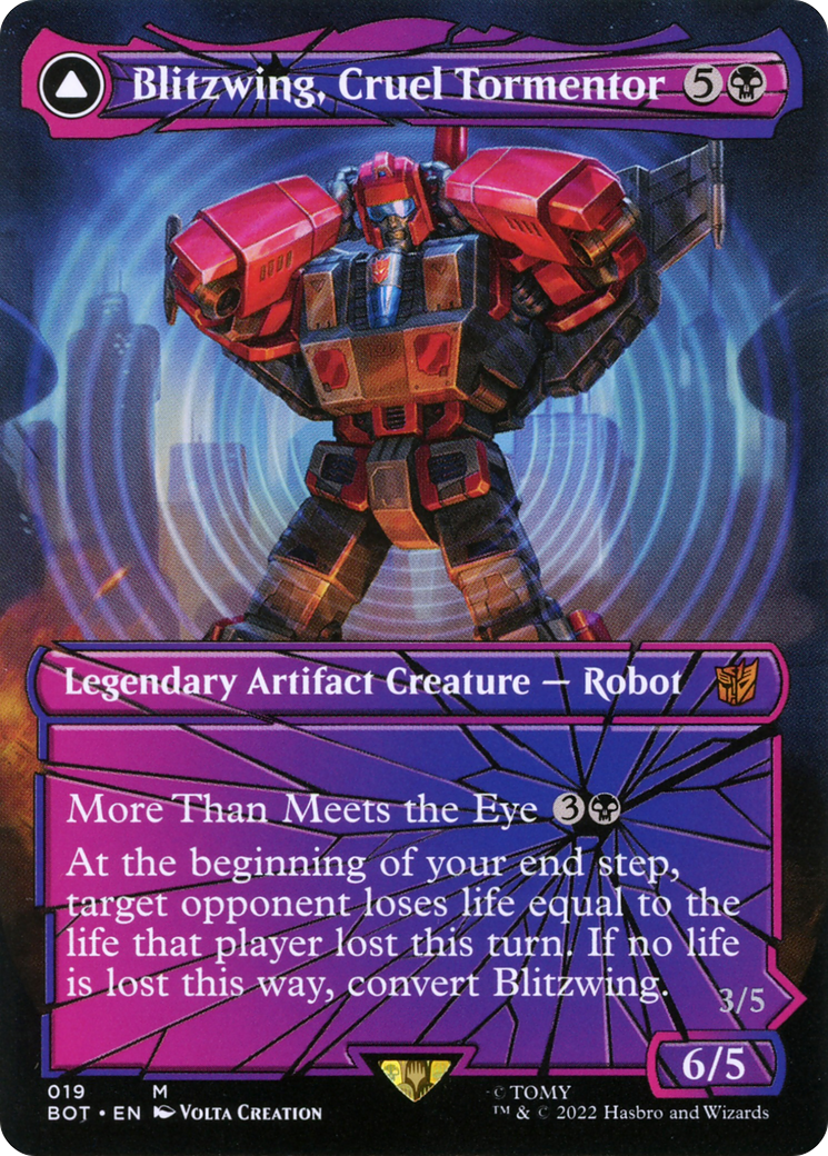 Blitzwing, Cruel Tormentor (Shattered Glass) (BOT-019) [Transformers] (Borderless) Foil MTG Single Wizards of the Coast