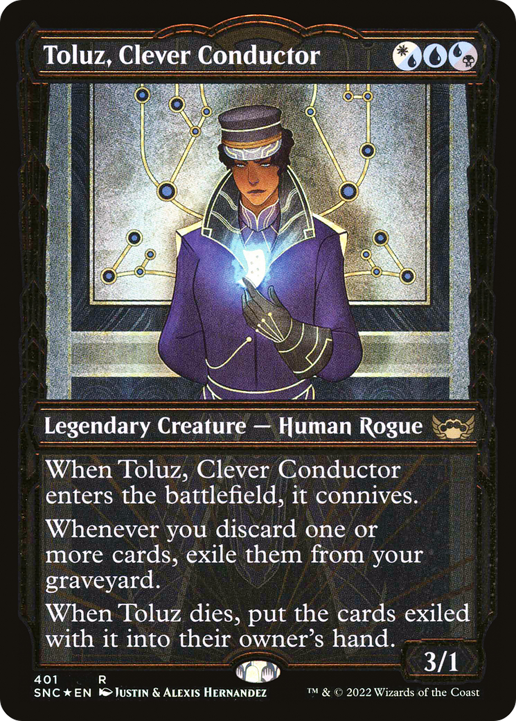 Toluz, Clever Conductor (Gilded Foil) (SNC-401) [Streets of New Capenna] (Showcase) Foil MTG Single Wizards of the Coast