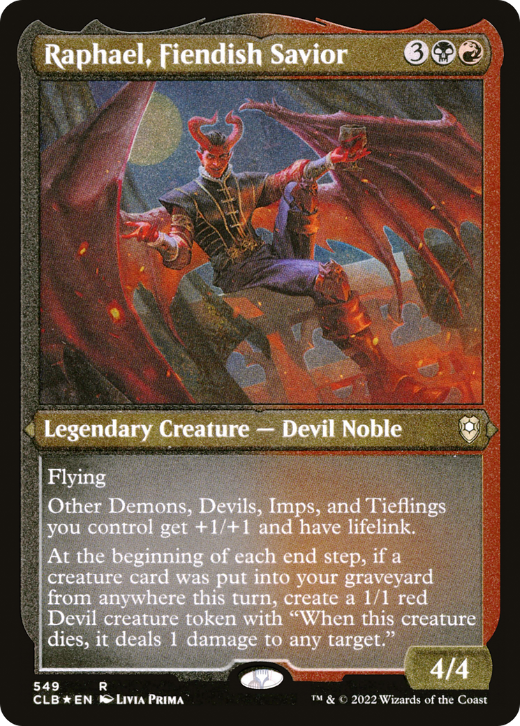 Raphael, Fiendish Savior (CLB-549) [Commander Legends: Battle for Baldur's Gate] Etched Foil MTG Single Wizards of the Coast