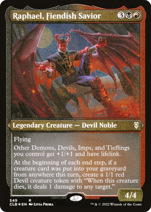 Raphael, Fiendish Savior (CLB-549) [Commander Legends: Battle for Baldur's Gate] Etched Foil MTG Single Wizards of the Coast
