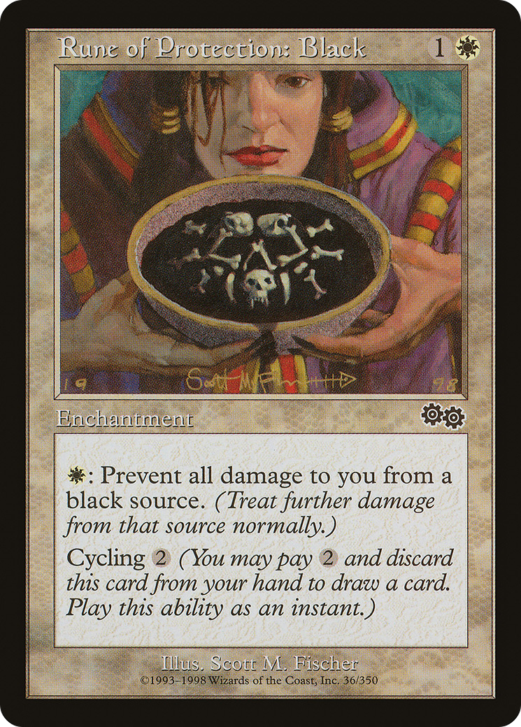Rune of Protection: Black (USG-036) [Urza's Saga] MTG Single Wizards of the Coast