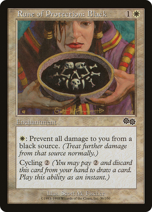 Rune of Protection: Black (USG-036) [Urza's Saga] MTG Single Wizards of the Coast