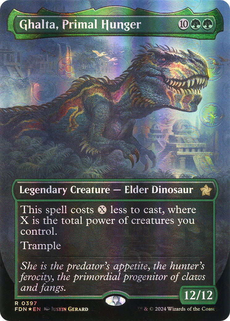Ghalta, Primal Hunger (Mana Foil) (FDN-397) [Foundations] (Borderless) Foil MTG Single Wizards of the Coast