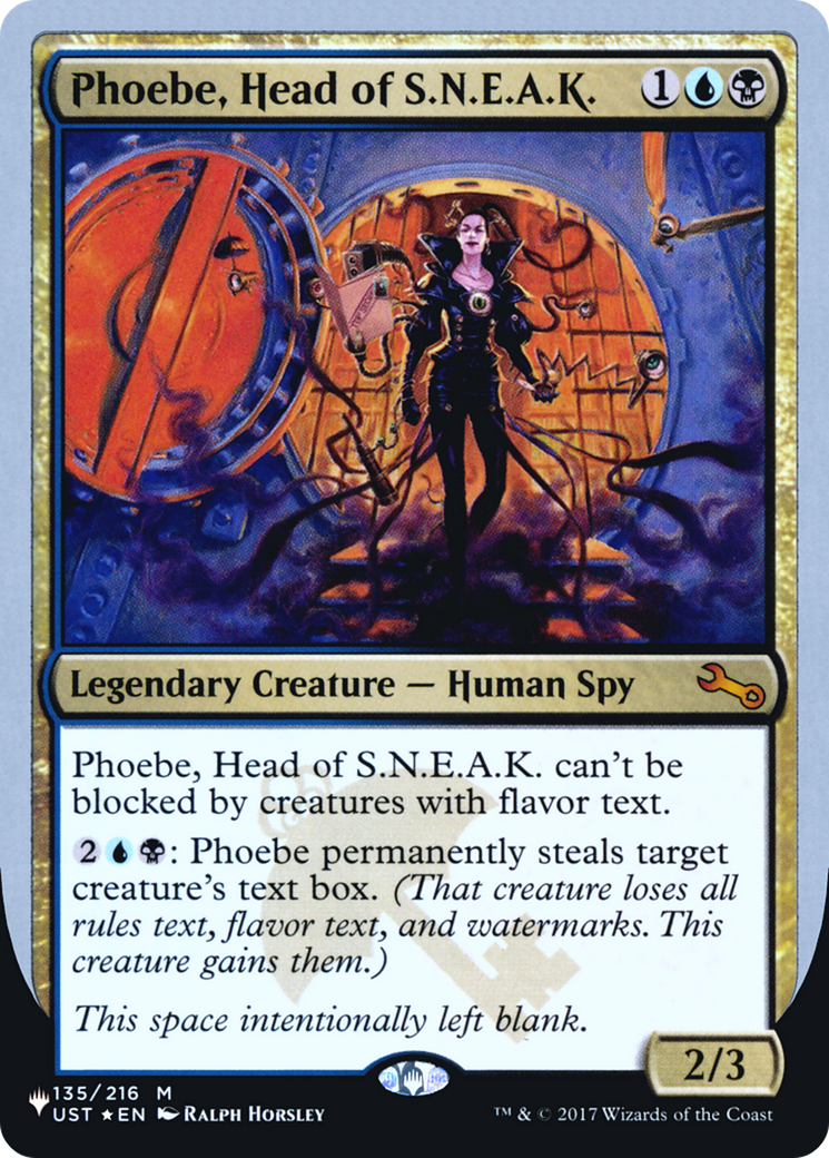 Phoebe, Head of S.N.E.A.K. (LIST-135/216) [Mystery Booster] The List (Unfinity Foil Edition) Foil MTG Single Wizards of the Coast