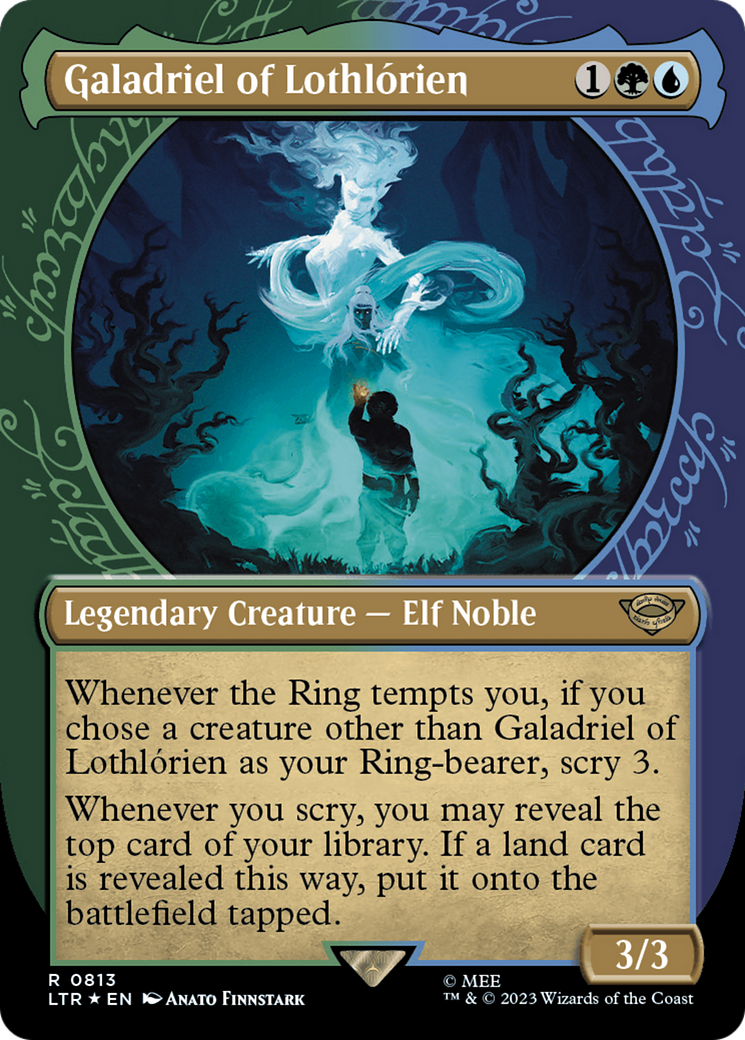 Galadriel of Lothlorien (Surge Foil) (LTR-813) [The Lord of the Rings: Tales of Middle-earth] (Showcase) (Borderless) Foil MTG Single Wizards of the Coast