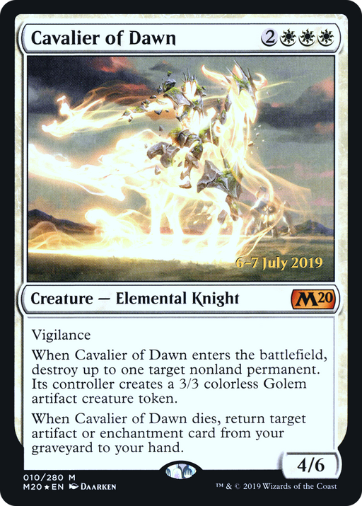 Cavalier of Dawn (PRE-010) [Core Set 2020 Promos] Foil MTG Single Wizards of the Coast