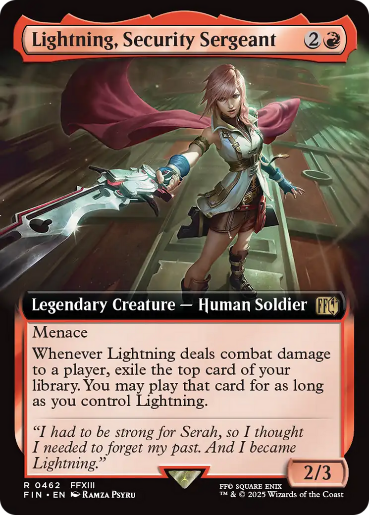 Lightning, Security Sergeant (FIN-462) [FINAL FANTASY] (Extended Art) MTG Single Wizards of the Coast