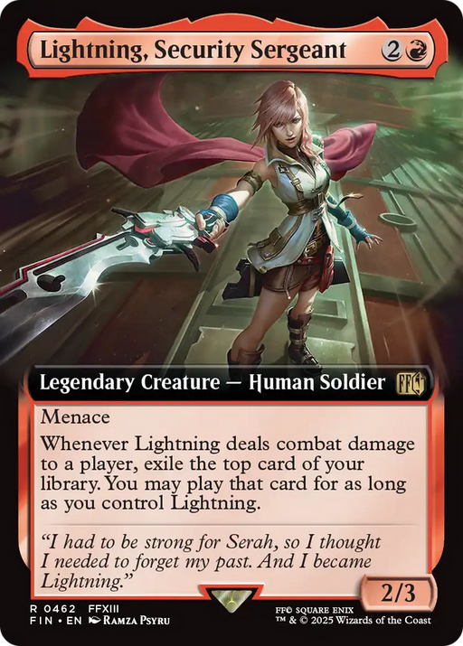 Lightning, Security Sergeant (FIN-462) [FINAL FANTASY] (Extended Art) MTG Single Wizards of the Coast