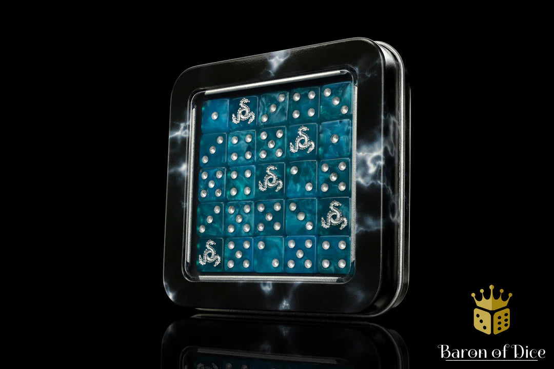 Baron of Dice: "Hydra - Serpent Blue" 25x12mm Square Corner Dice Dice & Gaming Accessories Baron of Dice