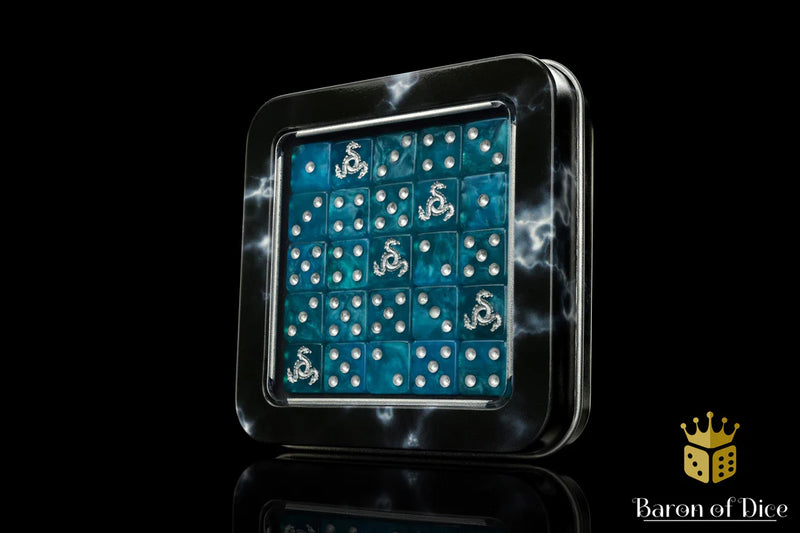 Baron of Dice: "Hydra - Serpent Blue" 25x12mm Square Corner Dice Dice & Gaming Accessories Baron of Dice