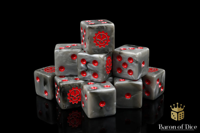 Baron of Dice: "Death Engine - Steel" 25x16mm Square Corner Dice Dice & Gaming Accessories Baron of Dice