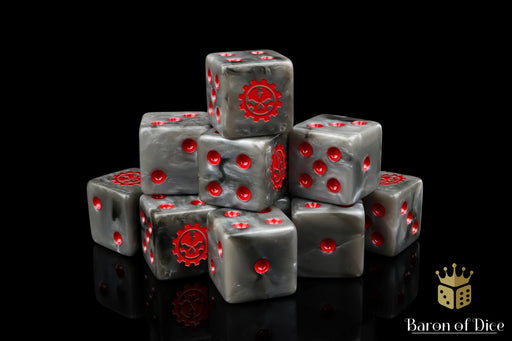 Baron of Dice: "Death Engine - Steel" 25x16mm Square Corner Dice Dice & Gaming Accessories Baron of Dice