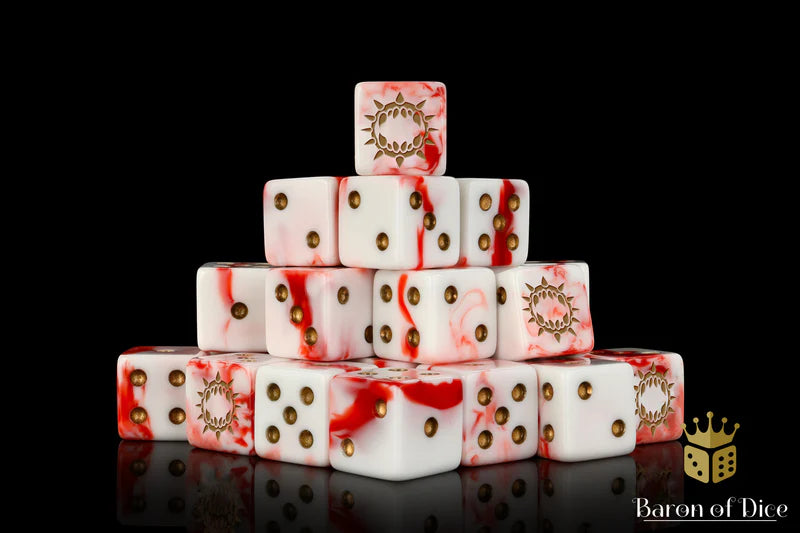 Baron of Dice: "Carnage - White" 25x16mm Square Corner Dice Dice & Gaming Accessories Baron of Dice