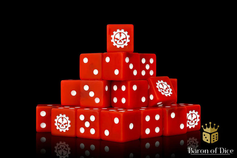 Baron of Dice: "Death Engines - Red" 25x16mm Square Corner Dice Dice & Gaming Accessories Baron of Dice