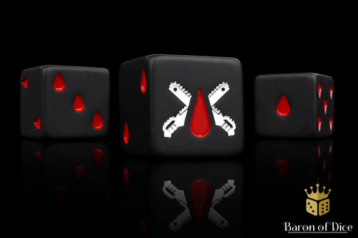 Baron of Dice: "Chain Blades - Matte Black" 25x16mm Square Corner Dice Dice & Gaming Accessories Baron of Dice
