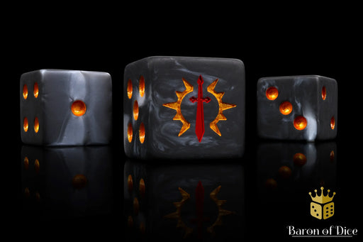 Baron of Dice: "Consecrated Blades - Black" 25x16mm Square Corner Dice Dice & Gaming Accessories Baron of Dice