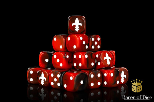 Baron of Dice: "Fleur de Lis - Red" 25x16mm Square Corner Dice Dice & Gaming Accessories Baron of Dice