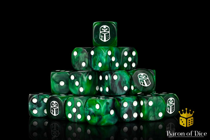 Baron of Dice: "Imperial Helm - Green" 25x16mm Square Corner Dice Dice & Gaming Accessories Baron of Dice