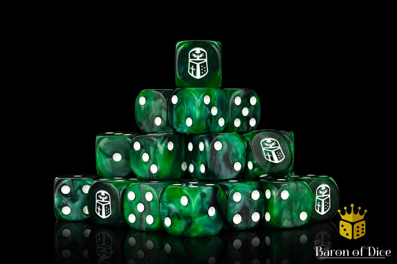 Baron of Dice: "Imperial Helm - Green" 25x16mm Square Corner Dice
