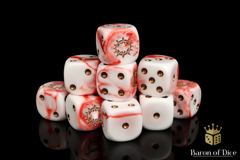 Baron of Dice: "Carnage - White" 25x16mm Round Corner Dice Dice & Gaming Accessories Baron of Dice