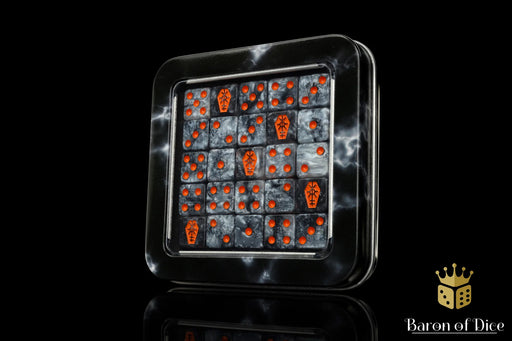 Baron of Dice: "Day of the Dead - Orange" 25x12mm Square Corner Dice Dice & Gaming Accessories Baron of Dice