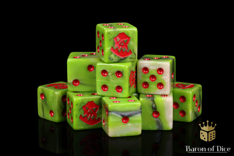 Baron of Dice: "OG Orcs - Red" 25x16mm Square Corner Dice