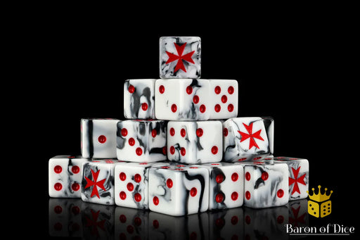 Baron of Dice: "Knight Templars - Marbled" 25x16mm Square Corner Dice Dice & Gaming Accessories Baron of Dice