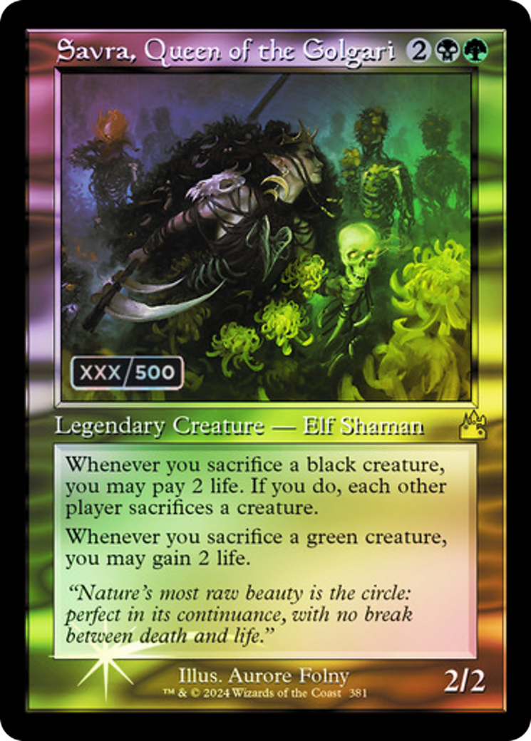 Savra, Queen of the Golgari (Serial Numbered) (RVR-381) [Ravnica Remastered] Foil MTG Single Wizards of the Coast