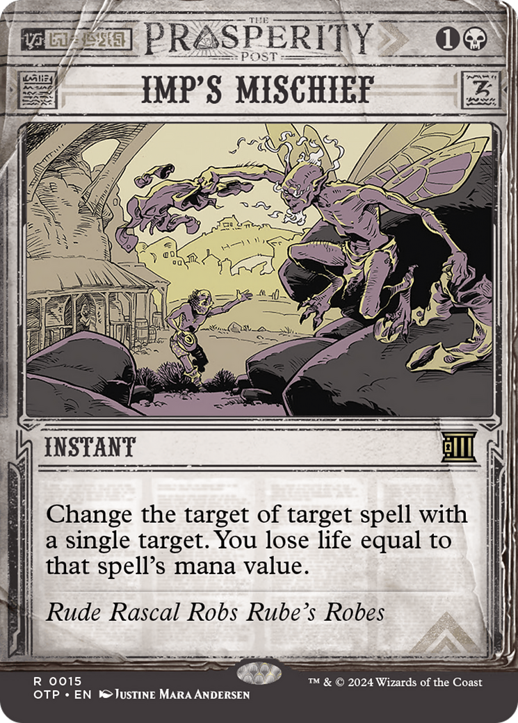Imp's Mischief (OTP-015) [Breaking News] (Showcase) (Borderless) MTG Single Wizards of the Coast