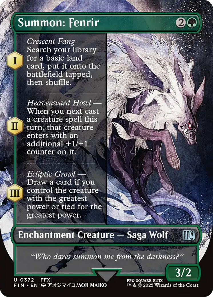 Summon: Fenrir (FIN-372) [FINAL FANTASY] (Borderless) Foil MTG Single Wizards of the Coast