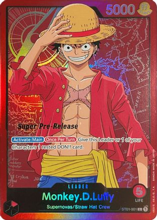 Monkey.D.Luffy (001) (ST01-001) [Super Pre-Release Starter Deck 1: Straw Hat Crew] Foil One Piece Single Bandai