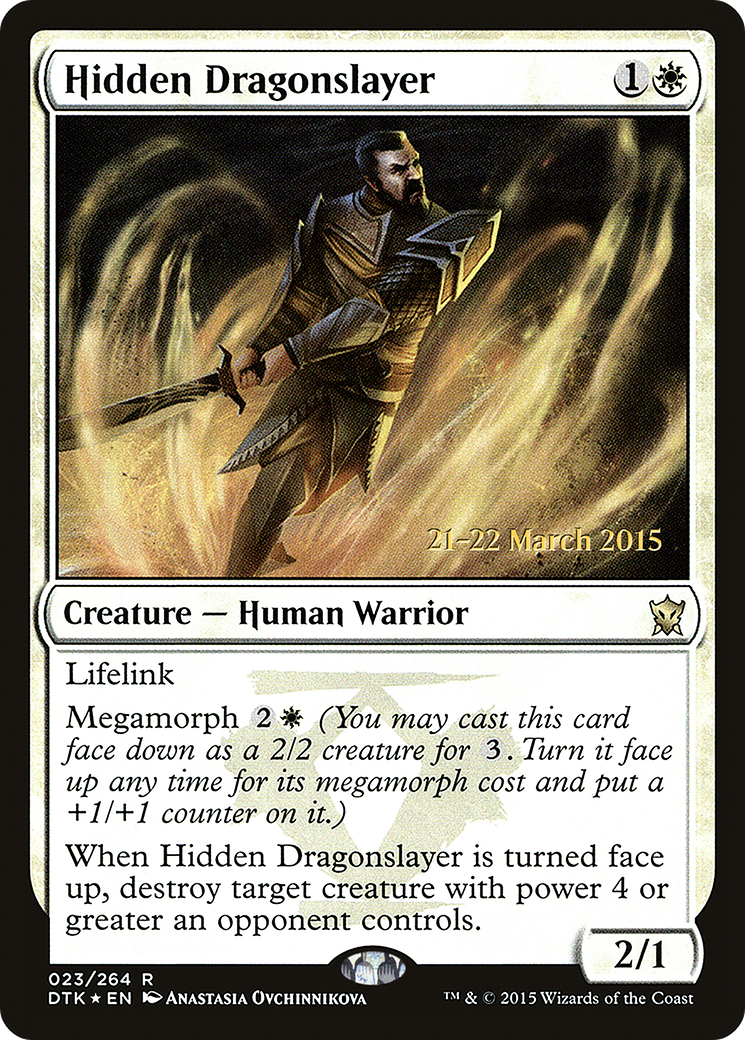 Hidden Dragonslayer (PRE-023) [Dragons of Tarkir Promos] Foil MTG Single Wizards of the Coast