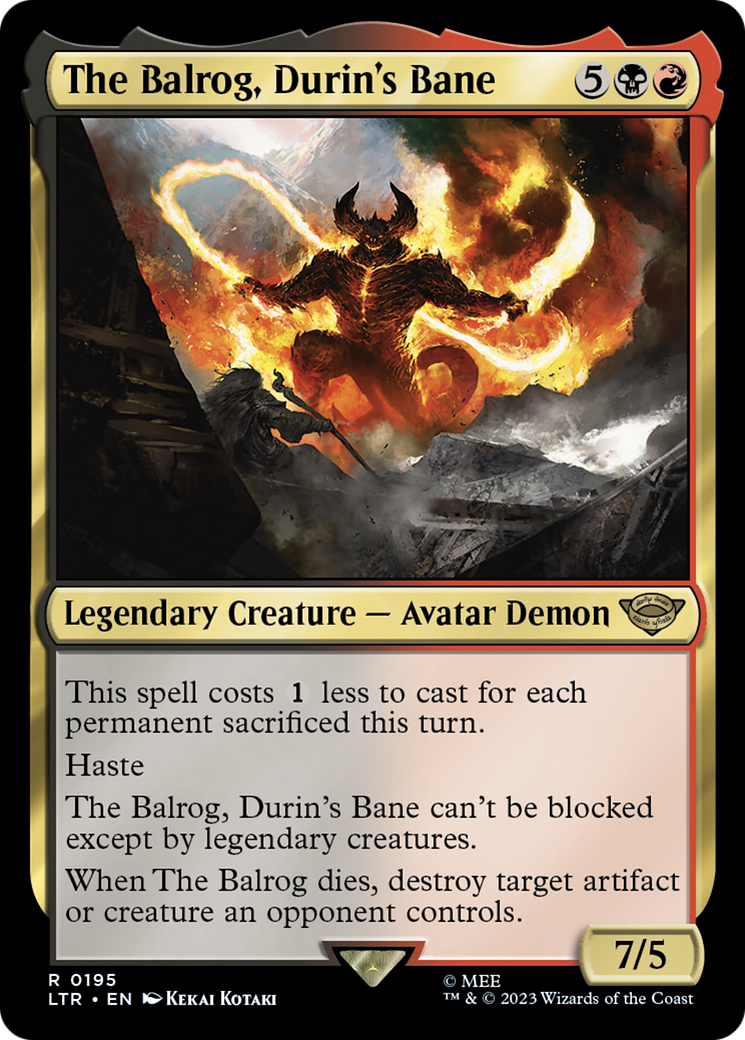 The Balrog, Durin's Bane (LTR-195) [The Lord of the Rings: Tales of Middle-earth] Foil MTG Single Wizards of the Coast