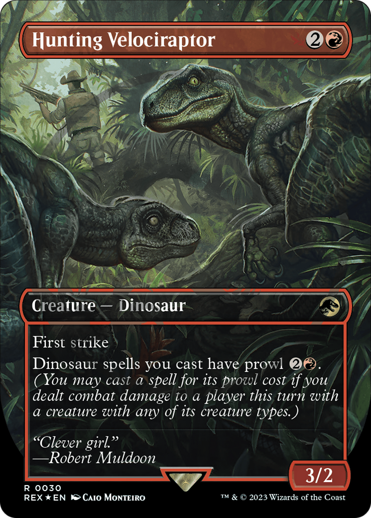 Hunting Velociraptor (Emblem) (REX-030) [Jurassic World Collection] (Borderless) Foil MTG Single Wizards of the Coast