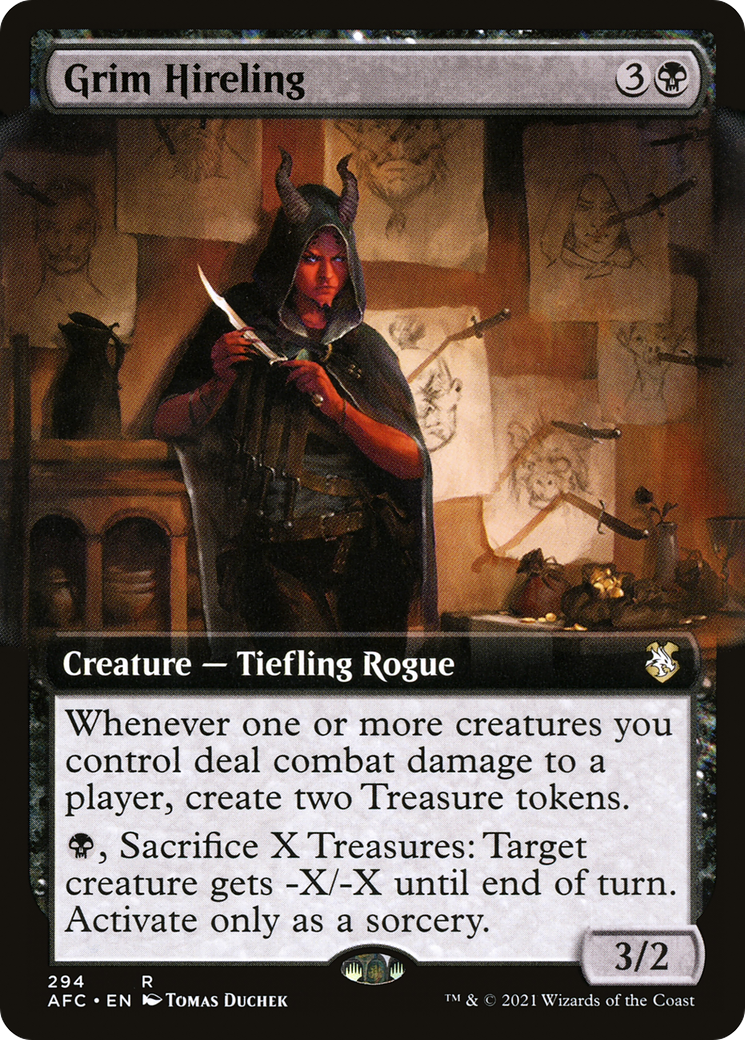 Grim Hireling (AFC-294) [Forgotten Realms Commander] (Extended Art) MTG Single Wizards of the Coast