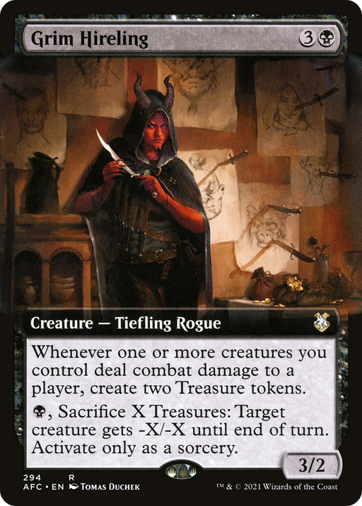 Grim Hireling (AFC-294) [Forgotten Realms Commander] (Extended Art) MTG Single Wizards of the Coast