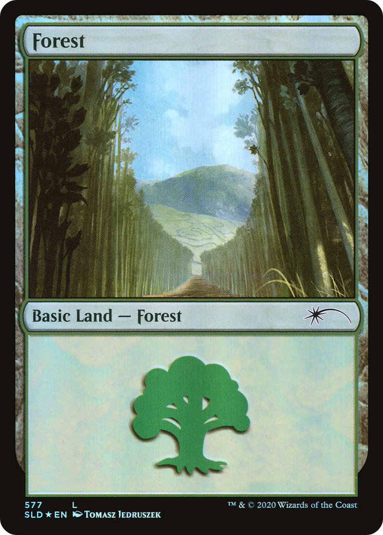 Forest (SLD-577) [Secret Lair] Drop Foil MTG Single Wizards of the Coast
