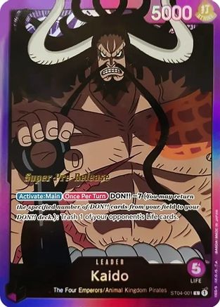 Kaido (001) (ST04-001) [Super Pre-Release Starter Deck 4: Animal Kingdom Pirates] Foil One Piece Single Bandai