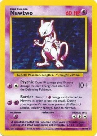 Mewtwo (10/102) - [Vintage: Base Set] Holofoil Pokemon Single Pokémon