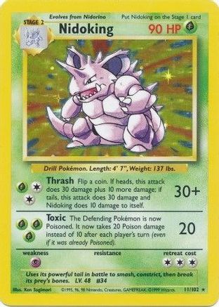 Nidoking (11/102) Holofoil [Vintage: Base Set] Pokemon Single Pokémon