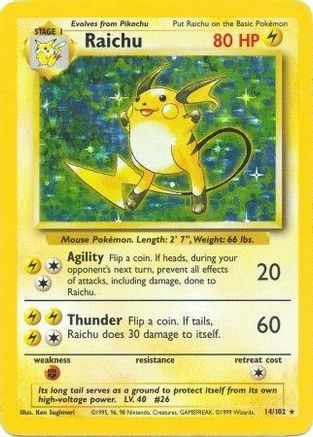 Raichu (14/102) Holofoil [Vintage: Base Set] Pokemon Single Pokémon