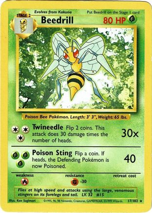 Beedrill (17/102) [Vintage: Base Set] Pokemon Single Pokémon