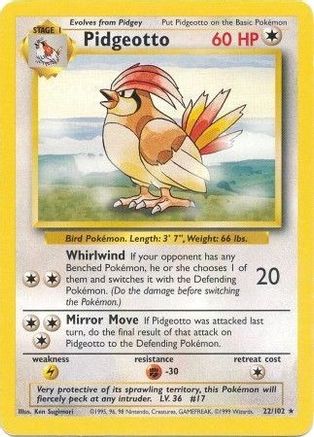 Pidgeotto (22/102) [Vintage: Base Set] Pokemon Single Pokémon