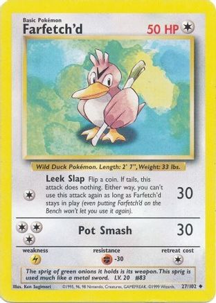 Farfetch'd (27/102) [Vintage: Base Set] Pokemon Single Pokémon