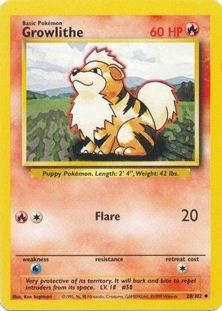 Growlithe (28/102) [Vintage: Base Set] Pokemon Single Pokémon